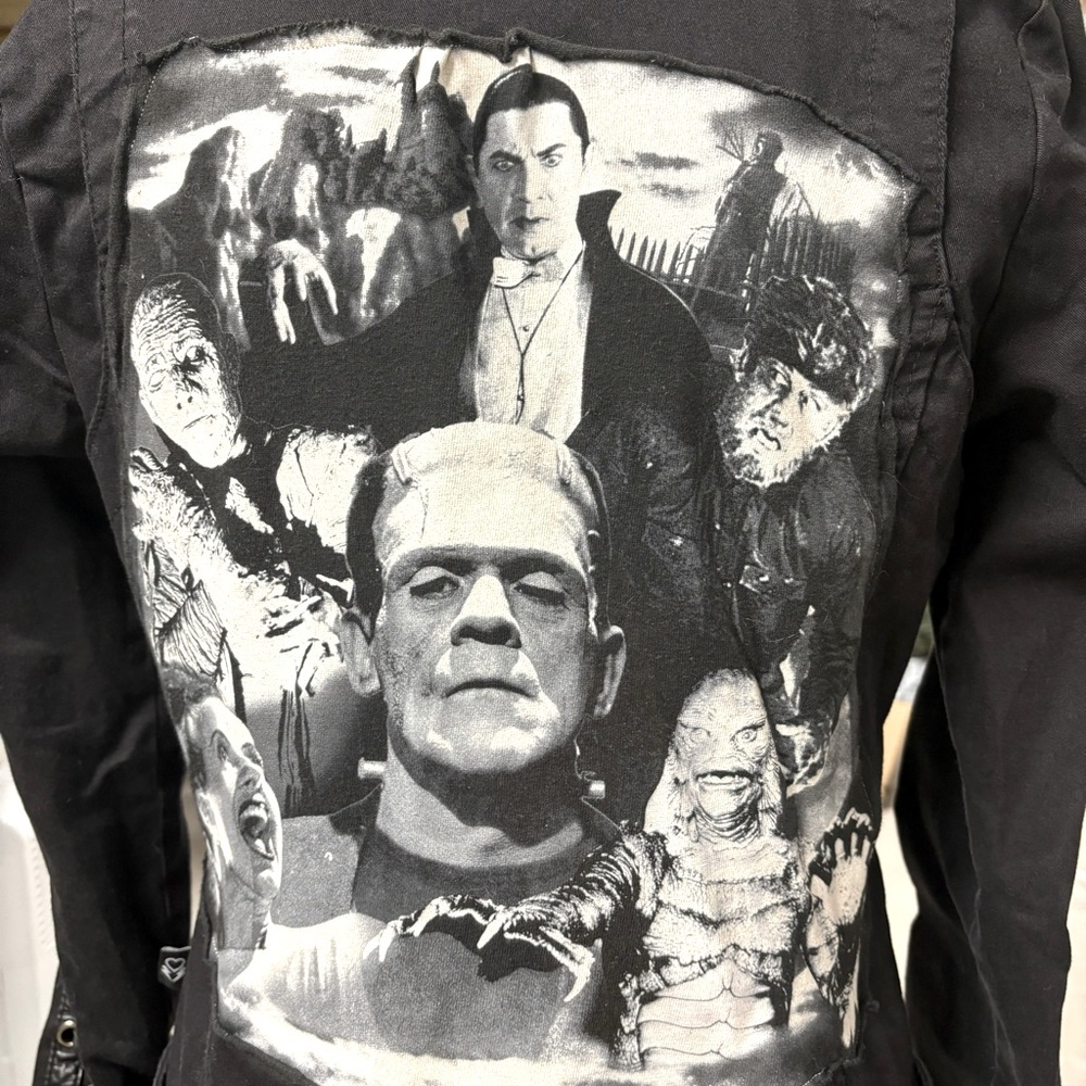 Tripp NYC Black Cotton Monster Patch Utility Jacket - Picture 2 of 16
